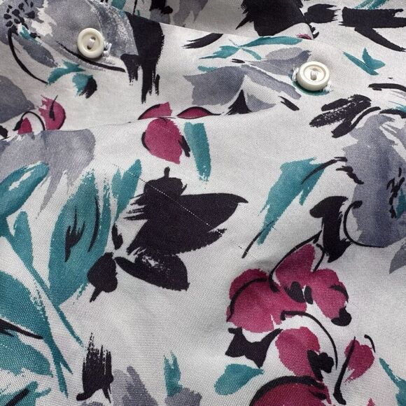 Vintage ACT III Button Up Blouse Tie Neck Secretary Floral Print Women’s Size L - Picture 12 of 12